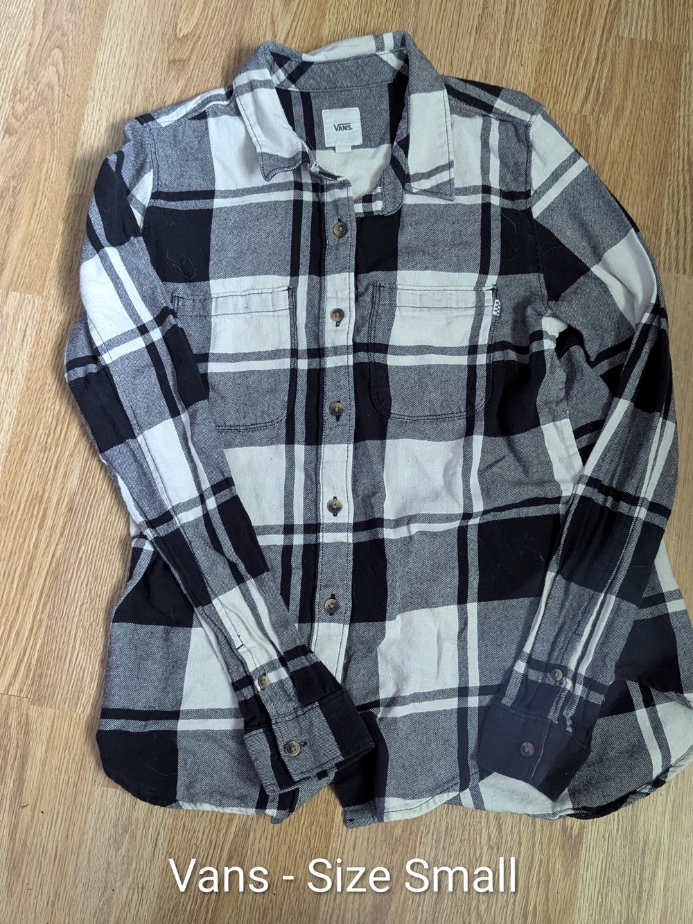 Vans Black and White Plaid Long-Sleeve Button-Up Shirt